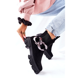 S.Barski Izolované boty žen, boty Black Chelsea s ozdobou černá 3