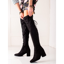 Laura Mode Kozačky na vysokém podpatku po stehna černá 1 Laura Mode Kozačky na vysokém podpatku po stehna černá 1
