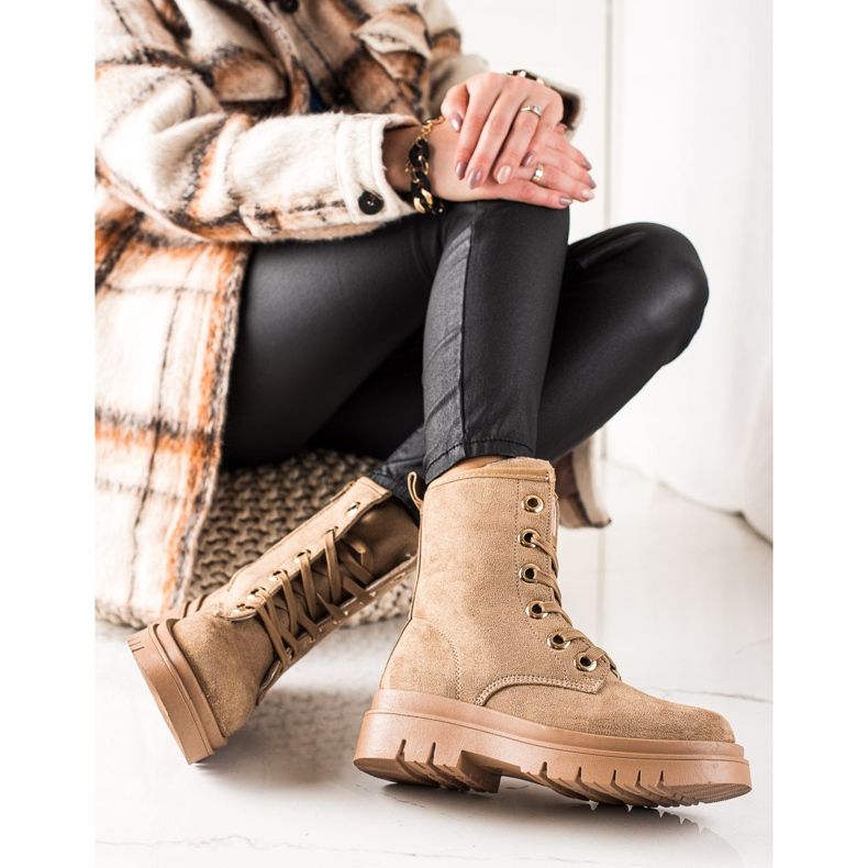 TRENDI Hnědé semišové lapače béžový hnědý 1