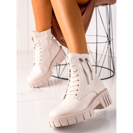 Goodin Módní trapery s ozdobnými zipy béžový 1