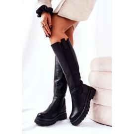 Kožené zateplené boty černé černý 1