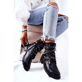 Kožené kotníkové boty s pruhy se zvířecím vzorem černý keferin černá 1 Kožené kotníkové boty s pruhy se zvířecím vzorem černý keferin černá 1