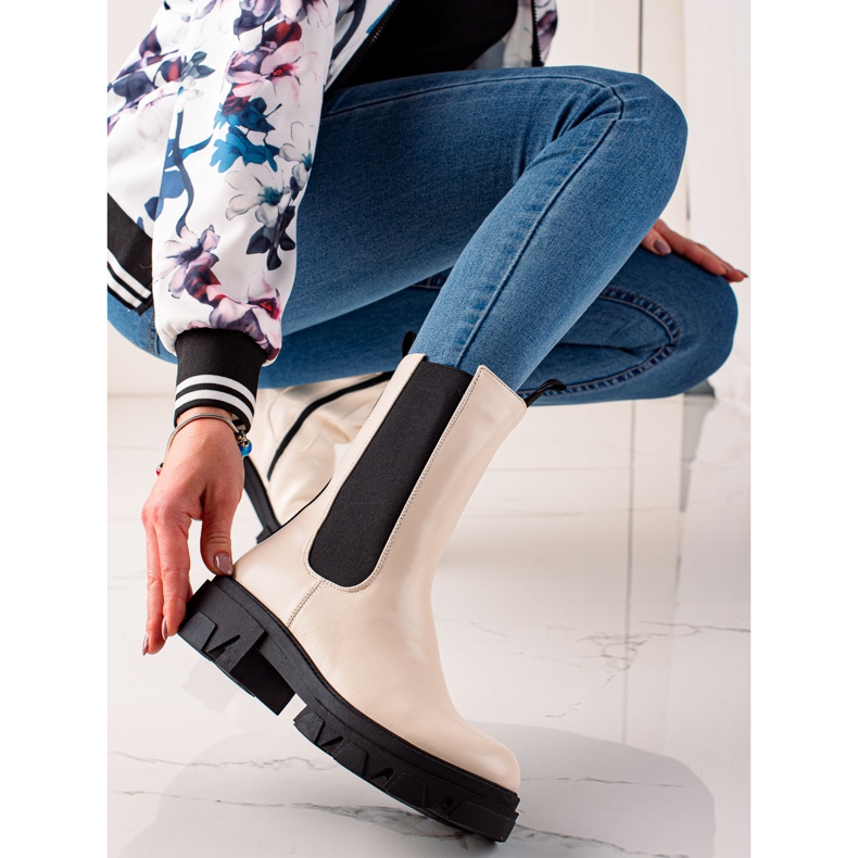 Goodin Módní vysoké kozačky béžový 2