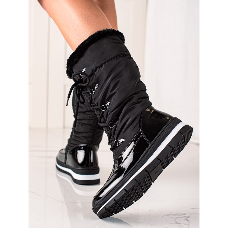 TRENDI Vysoké Sněhule S Kožešinou černá 2