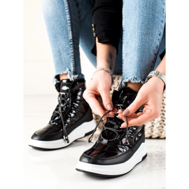 TRENDI Módní lesklé boty do sněhu černý 2