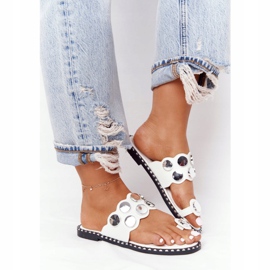 PS1 Kožené pantofle s kamínky White Ava bílý 2