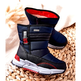 PJ2 Dětské teplé vysoké sněhové boty Navy Blue Leoth černý námořnická modř 3