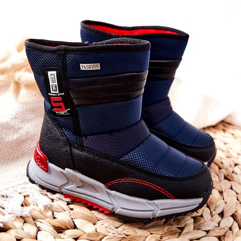 PJ2 Dětské teplé vysoké sněhové boty Navy Blue Leoth černá námořnická modrá 4