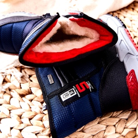 PJ2 Dětské teplé vysoké sněhové boty Navy Blue Leoth černý námořnická modř 5