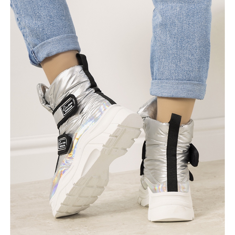 Stříbrné sněhule se suchým zipem Comforte stříbrný 1