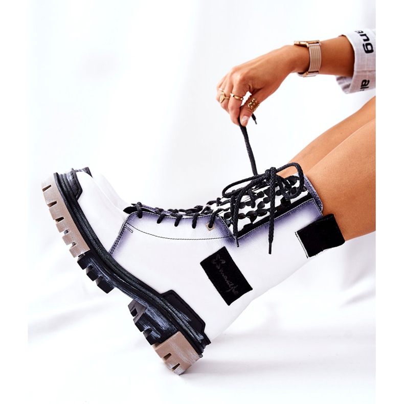 Kožené boty Teplé boty Maciejka White 05113-11 bílý černá 2