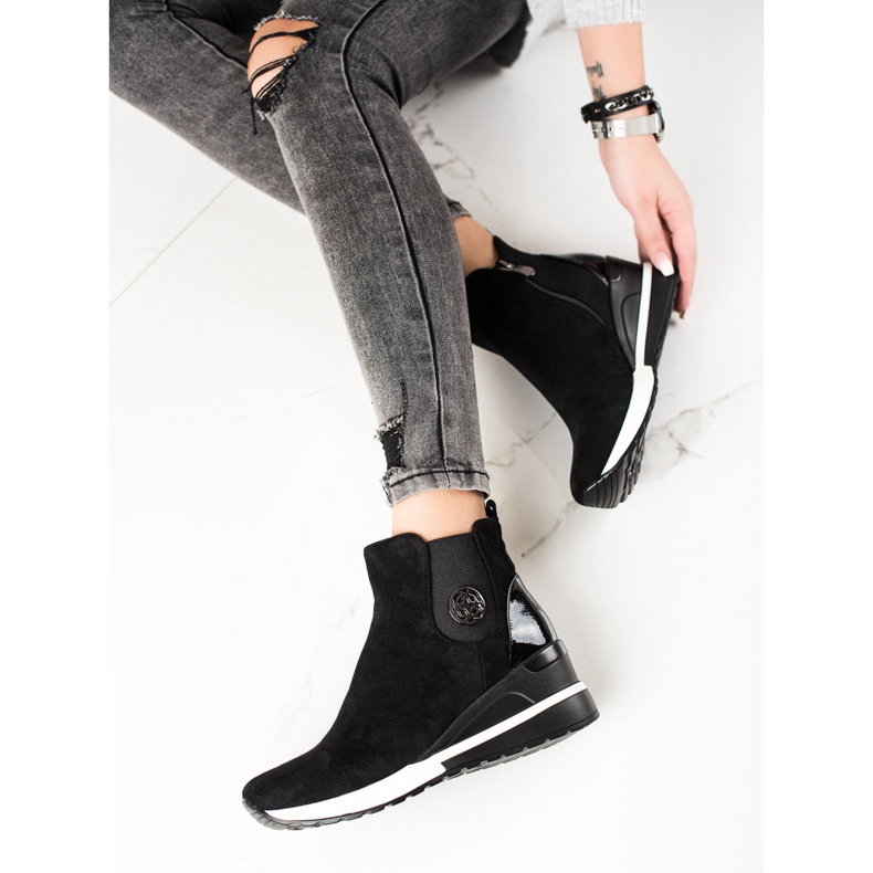 W. Potocki Boty Na Klínu Potocki černá 1