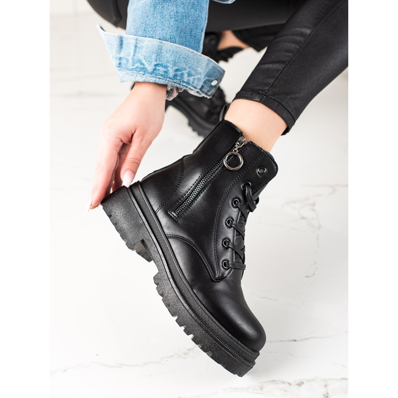 TRENDI Černé Trappery Se Zipem černý 1