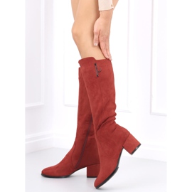 Ritta Purplish Red kozačky na nízkém podpatku červený 1