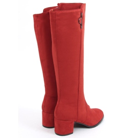 Ritta Purplish Red kozačky na nízkém podpatku červený 2