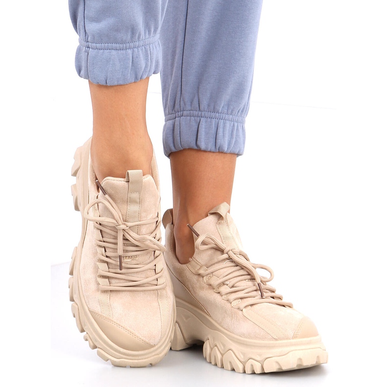 Sportovní boty Huggy Khaki s vysokou podrážkou béžový 1
