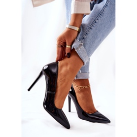 Lakované vysoké podpatky Spitz Monnari 0220-020 Black černá 2