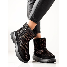 TRENDI Teplý Mukluki na platformě černá zlatý 1