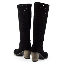 Olivier Prolamované černé boty na vysokém podpatku černá 3 Olivier Prolamované černé boty na vysokém podpatku černá 3