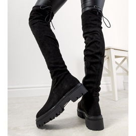 Černé kozačky na vysoké podrážce Paulino černá 1