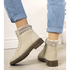 Dámské šedé zateplené kozačky Lamy béžový šedá 1