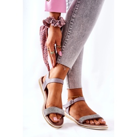 S.Barski Sandály s kubickými zirkony S. Barski 701-18 šedá 2