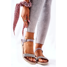 S.Barski Sandály s kubickými zirkony S. Barski 701-18 šedá 1