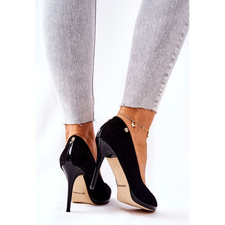 Semišové Monnari 0490-020 Černé vysoké podpatky černá 1