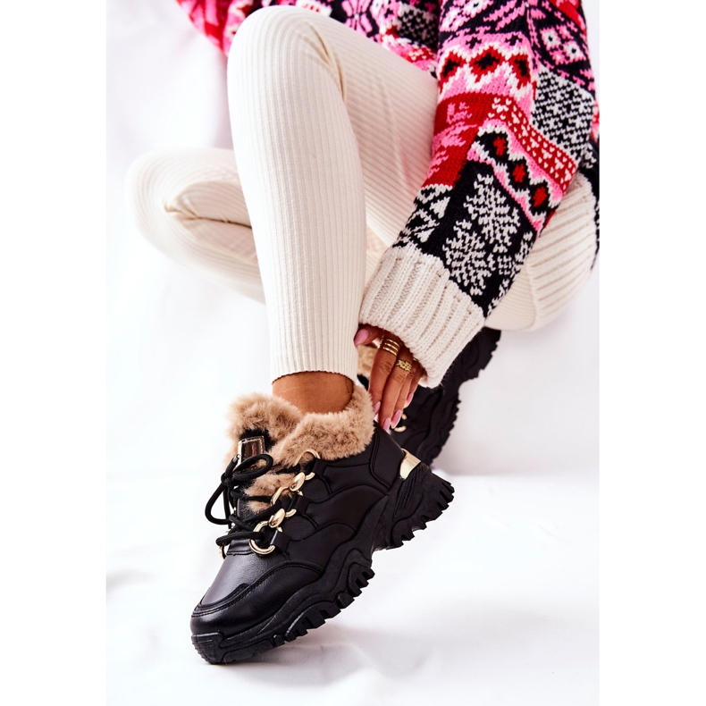 PM1 Černá lesklá černá teplá kožená sportovní obuv 2