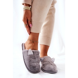 PE1 Lesklé kotěcí pantofle s šedýma ušima Kaisy stříbrný šedá 1