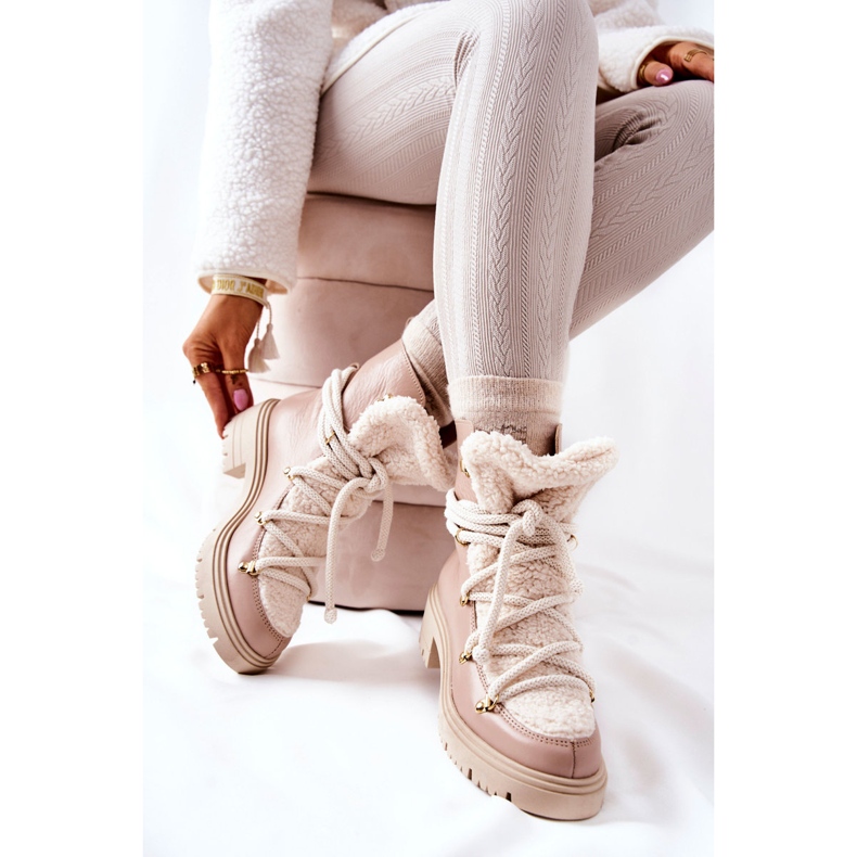 Lewski Shoes Kožené boty Trappers Tied Lewski Beige 3116 béžový 2