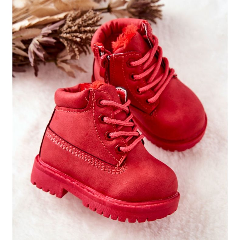 FR1 Dětské zateplené boty Trappers Red Dexter červený 2