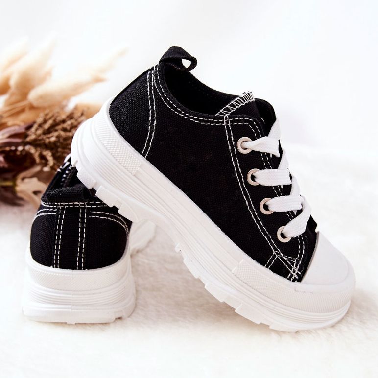 FR1 Dětské tenisky na platformě Black-White Travel Time Platform černá 1