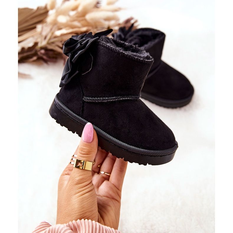 FR1 Dětské Teplé Sněhule S Mašlí Black Snowis černý 1
