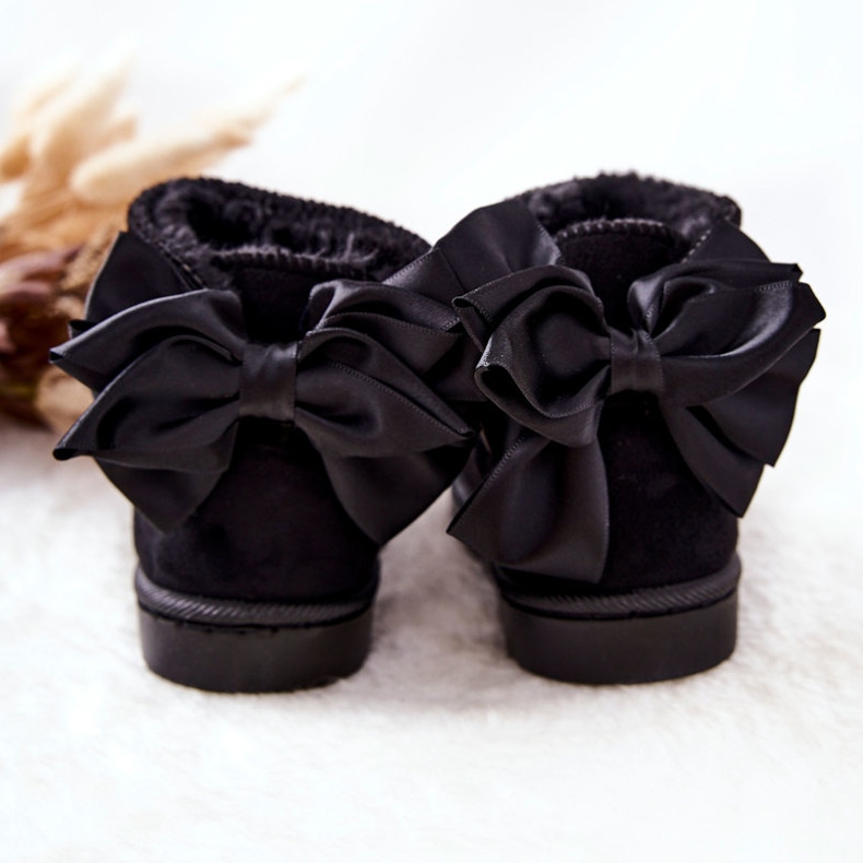 FR1 Dětské Teplé Sněhule S Mašlí Black Snowis černá 2 FR1 Dětské Teplé Sněhule S Mašlí Black Snowis černá 2