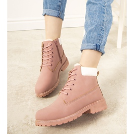 Růžové zateplené dámské turistické boty Gigliola růžový 1