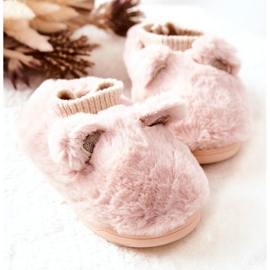 Teplé pantofle s žebrovaným světle růžové Dessi béžový 2