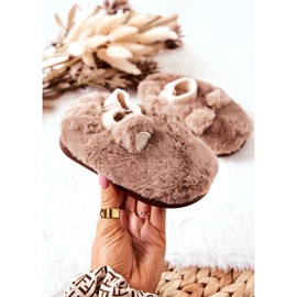 WJ1 Teplé pantofle s žebrovaným hnědým Dessi béžový 2