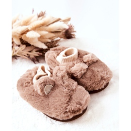 WJ1 Teplé pantofle s žebrovaným hnědým Dessi béžový 1