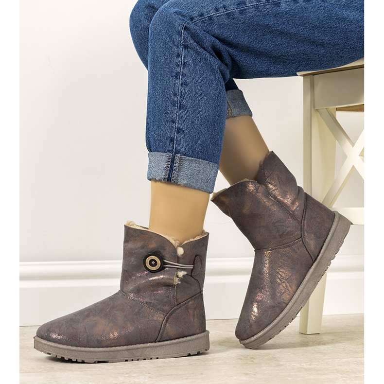 Dámské šedo zlaté sněhule od Kanga šedá zlatý 1