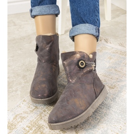 Dámské šedo zlaté sněhule od Kanga šedá zlatý 2