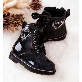 WT1 Dětské lakované lesklé černé kozačky černá 1