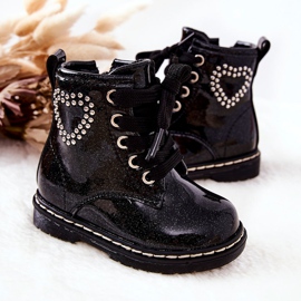 WT1 Dětské lakované lesklé černé kozačky černá 2