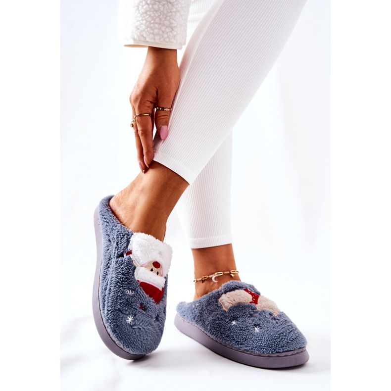 WJ1 Vánoční pantofle Santa Claus a šedý sob šedá 2