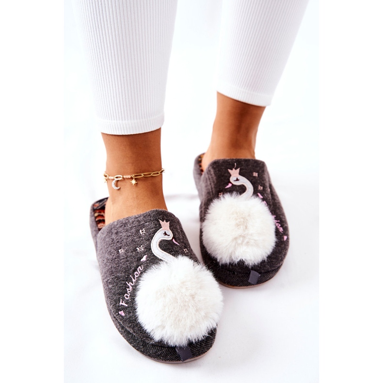 Teplé pantofle Grey Rey's swan šedá 1