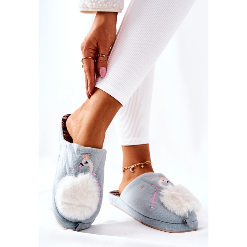 Teplé pantofle Blue Rey's swan modrý 1