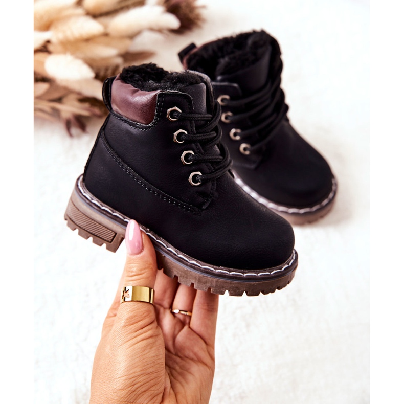 WT1 Dětské černé zateplené Trappers Boots Black Royals černý 1