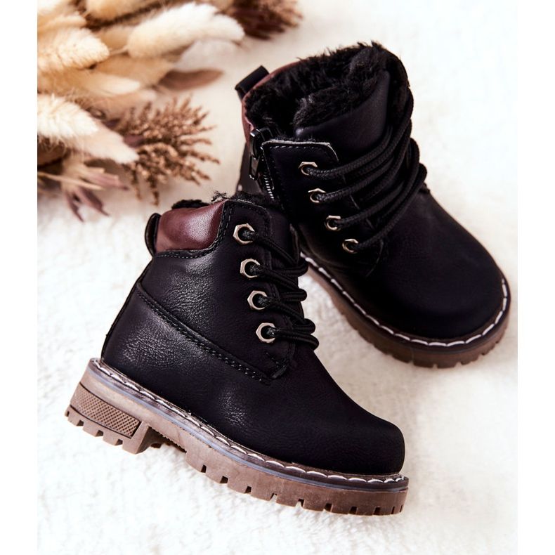 WT1 Dětské černé zateplené Trappers Boots Black Royals černý 2