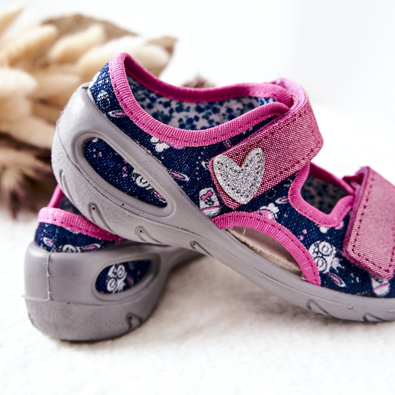 BEFADO S.A. Sandály Befado se suchým zipem 065X151 námořnická modrá-růžová růžový 1