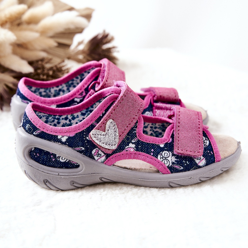 BEFADO S.A. Sandály Befado se suchým zipem 065X151 námořnická modrá-růžová růžový 2